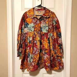 Kika Vargas Mini Dress in Mustard, Burgundy & Teal